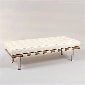 Exhibition 2-Seat Bench - Beige White Leather