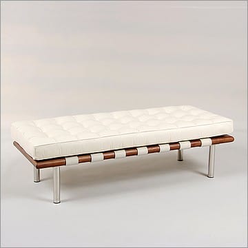 Exhibition 2-Seat Bench - Beige White Leather