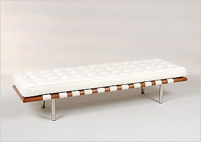 Exhibition 3-Seat Bench - Polar White Leather