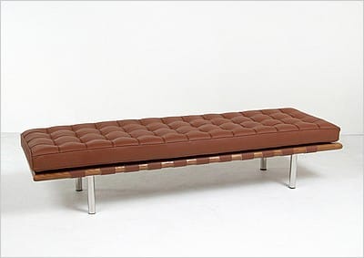 Exhibition 3-Seat Bench - Saddle Brown Leather