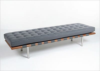 Exhibition 3-Seat Bench - Cloud Gray Leather