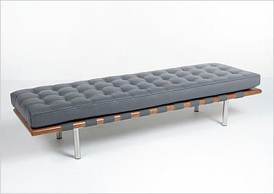 Exhibition 3-Seat Bench - Charcoal Gray Leather