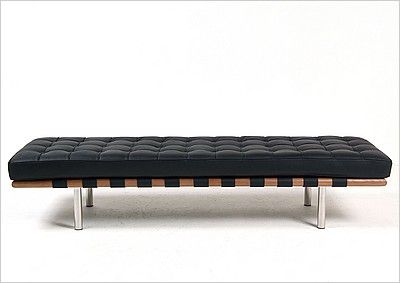 Exhibition 3-Seat Bench - Standard Black Leather