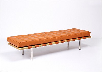 Exhibition 3-Seat Bench - Golden Tan Leather