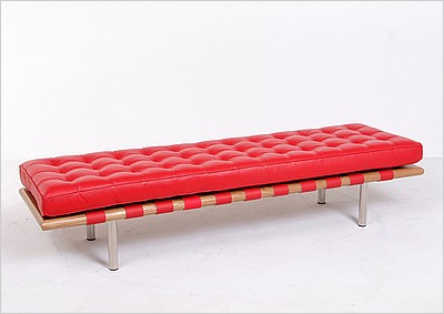 Exhibition 3-Seat Bench - Premium Red Leather