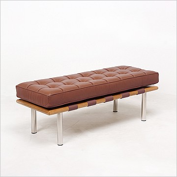 Exhibition Narrow Bench - Saddle Brown Leather