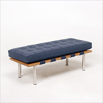 Exhibition Narrow Bench - Navy Blue Leather