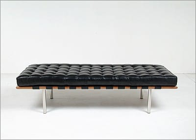 Exhibition Narrow Bench - Charcoal Gray Leather