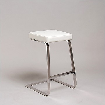 Exhibition Counter Height Bar Stool - Polar White Leather