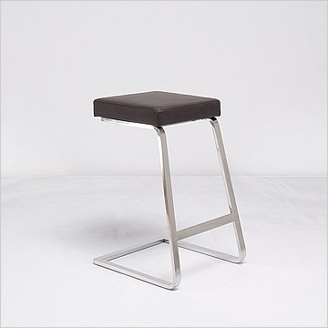 Exhibition Counter Height Bar Stool - Java Brown Leather