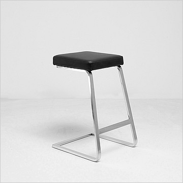 Exhibition Counter Height Bar Stool - Premium Black Leather