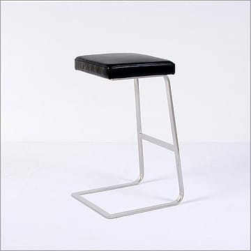 Exhibition Bar Stool - Premium Black Leather