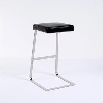 Exhibition Bar Stool - Premium Black Leather