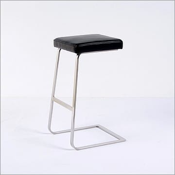 Exhibition Bar Stool - Premium Black Leather