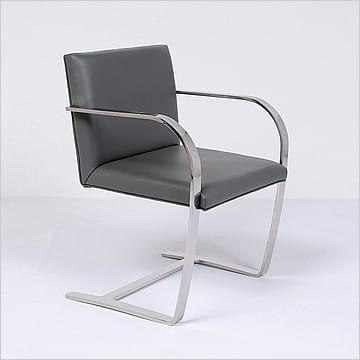 Executive Flat Arm Side Chair - Cloud Gray Leather - No Armpads