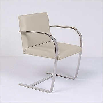 Executive Flat Arm Side Chair - Buff Tan Leather - With Armpads