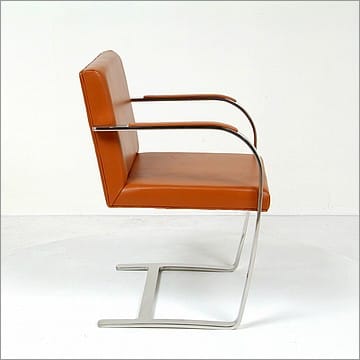 Mies van der Rohe Style: Flat Arm Side Chair with Armpads