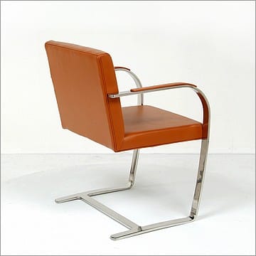 Mies van der Rohe Style: Flat Arm Side Chair with Armpads