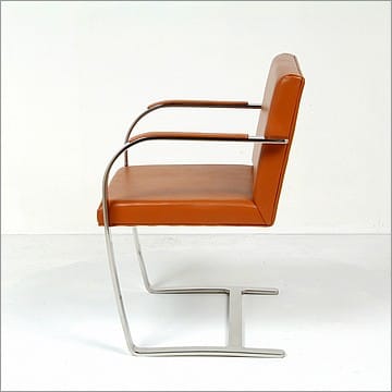 Mies van der Rohe Style: Flat Arm Side Chair with Armpads