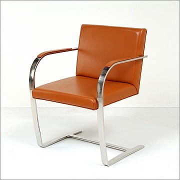 Mies van der Rohe Style: Flat Arm Side Chair with Armpads