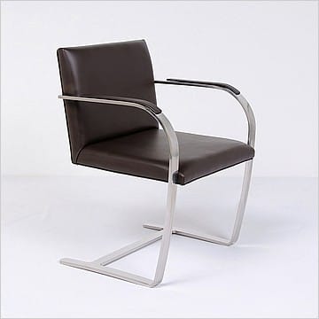 Executive Flat Arm Side Chair - Espresso Brown Leather - With Armpads