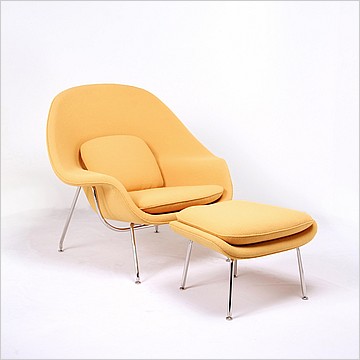 Womb Chair with Ottoman - Citrus Yellow Fabric