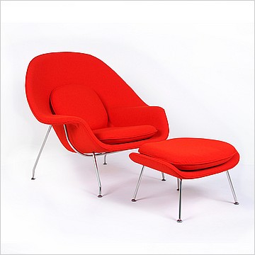 Womb Chair with Ottoman - Poppy Orange Fabric