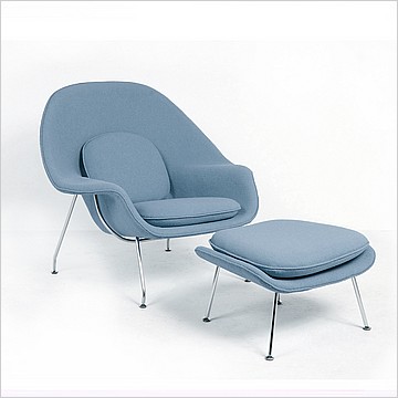 Womb Chair with Ottoman - Powder Blue Fabric