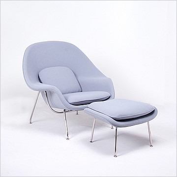 Womb Chair with Ottoman - Powder Blue Fabric