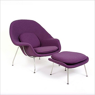 Womb Chair with Ottoman - Plum Purple Fabric