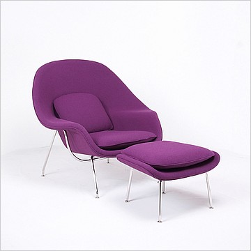 Womb Chair with Ottoman - Plum Purple Fabric