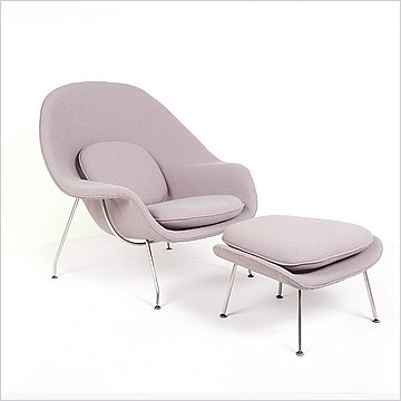 Womb Chair with Ottoman - Silver Gray Fabric