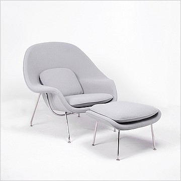 Womb Chair with Ottoman - Silver Gray Fabric