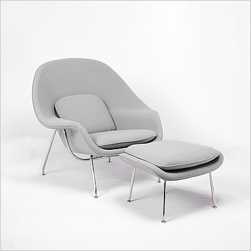 Womb Chair with Ottoman - Smoke Gray Fabric