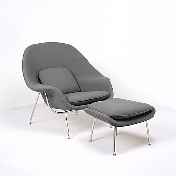 Womb Chair with Ottoman - Mica Gray Fabric