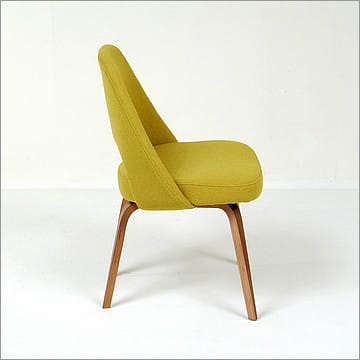 Saarinen Executive Side Chair - Chartreuse Fabric - Wood Legs