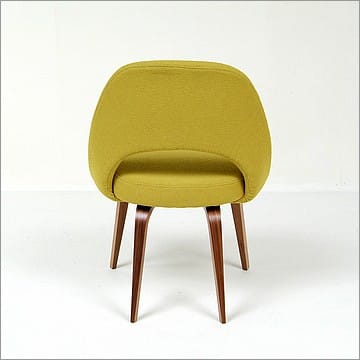 Saarinen Side Chair - Chartreuse Fabric - Wood Legs
