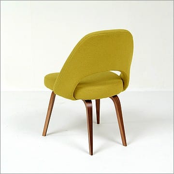Saarinen Side Chair - Chartreuse Fabric - Wood Legs