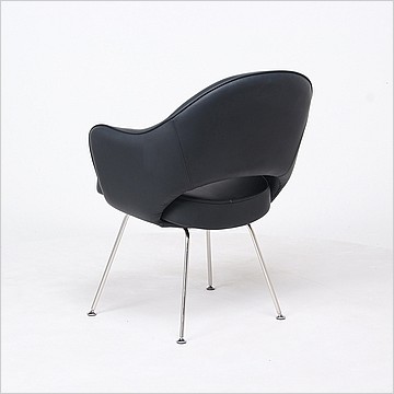 Saarinen Executive Armchair - Premium Black Leather - Stainless Steel Lege