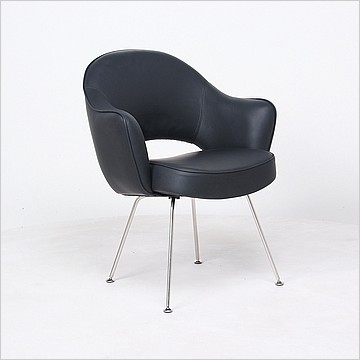 Saarinen Executive Armchair - Premium Black Leather - Stainless Steel Lege
