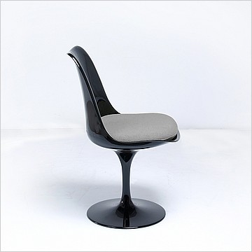 Saarinen Style: Tulip Side Chair - Black Shell - Upholstered Seat Cushion
