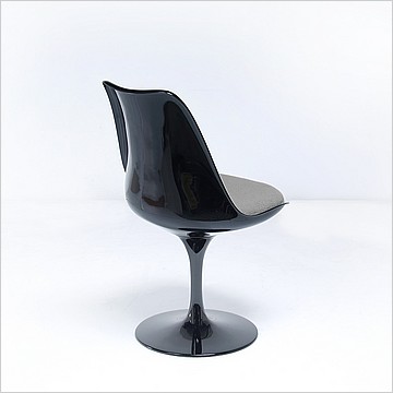 Saarinen Style: Tulip Side Chair - Black Shell - Upholstered Seat Cushion