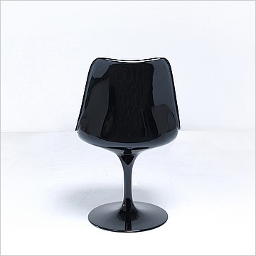 Saarinen Style: Tulip Side Chair - Black Shell - Upholstered Seat Cushion