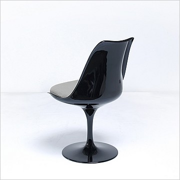 Saarinen Style: Tulip Side Chair - Black Shell - Upholstered Seat Cushion