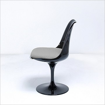 Saarinen Style: Tulip Side Chair - Black Shell - Upholstered Seat Cushion