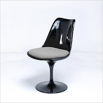 Saarinen Style: Tulip Side Chair - Black Shell - Upholstered Seat Cushion