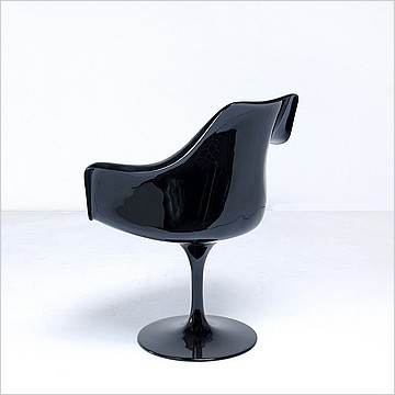 Saarinen Style: Tulip Arm Chair - Black Shell - Upholstered Seat Cushion