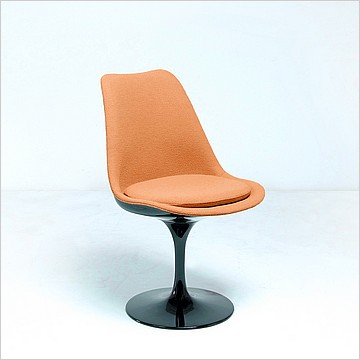 Saarinen Style: Tulip Side Chair - Black Shell - Fully Upholstered - Melon Orange Fabric