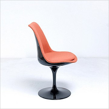 Saarinen Style: Tulip Side Chair - Black Shell - Fully Upholstered - Lime Green Fabric