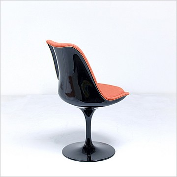 Saarinen Style: Tulip Side Chair - Black Shell - Fully Upholstered - Lime Green Fabric